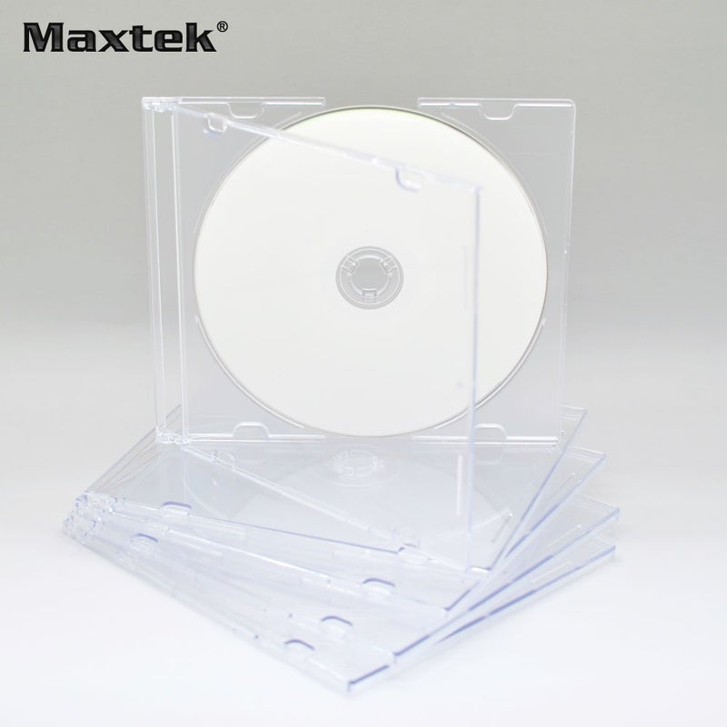 maxtek حافظة أقراص مضغوطة شفافة رفيعة للغاية بسمك 5.2 مم من ماكستيك مع صينية شفافة مدمجة، 100 حزمة. - Image 3